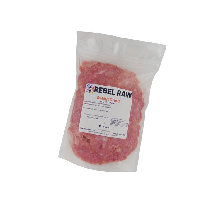 Rebel Raw Rabbit Grind Dog and Cat Food 16 oz