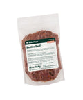 Package of Rebel Raw Besties Beef 16 oz dog food with a label on a white background