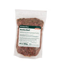 Package of Rebel Raw Besties Beef 24 oz dog food with a label on a white background