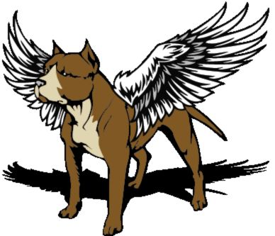 Friends to the Forlorn dog with angel wings logo.