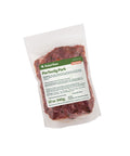 Package of Rebel Raw Perfectly Pork 12 oz dog food with a label on a white background