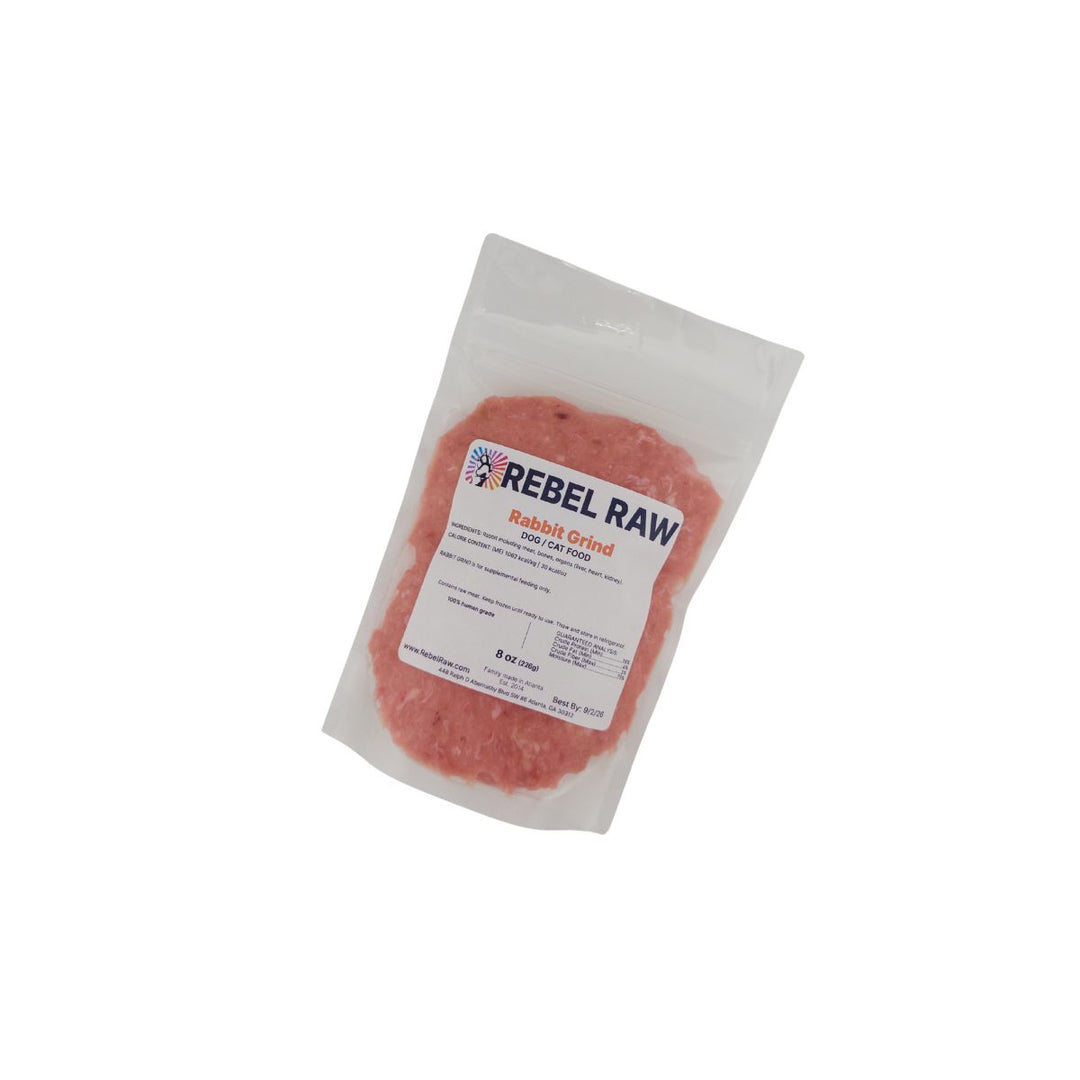 Rebel Raw Rabbit Grind Dog and Cat Food 8 oz