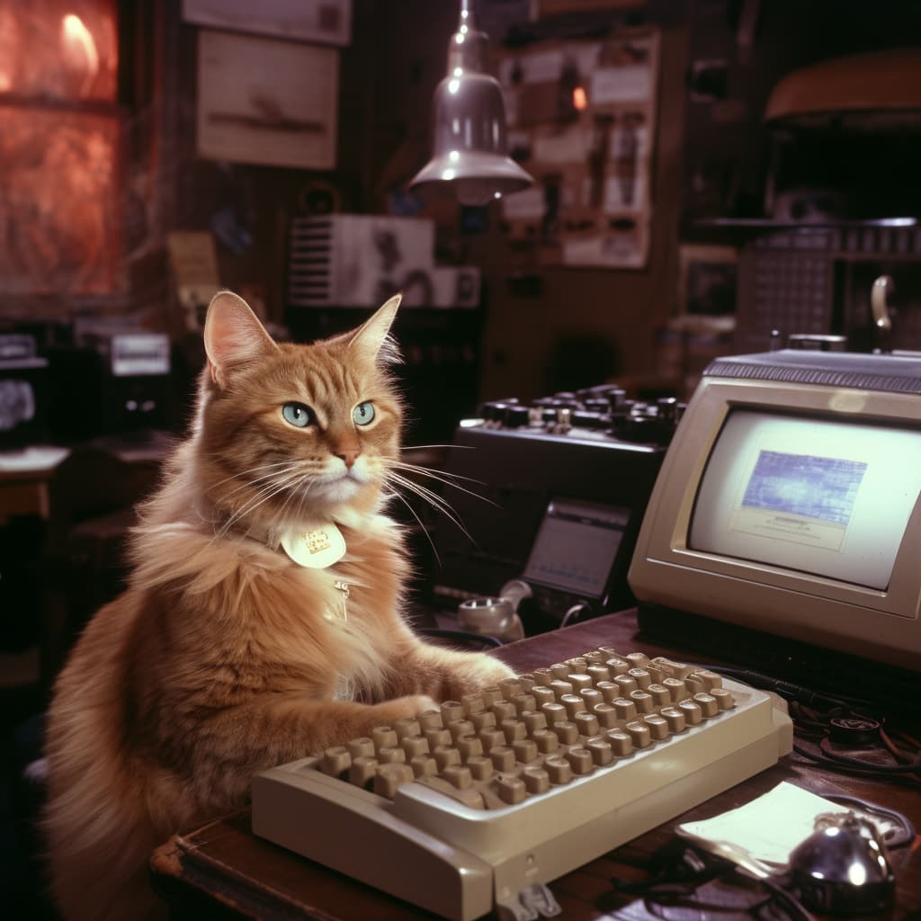 Cat typing at a computer.